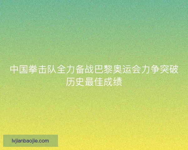 中国拳击队全力备战巴黎奥运会力争突破历史最佳成绩