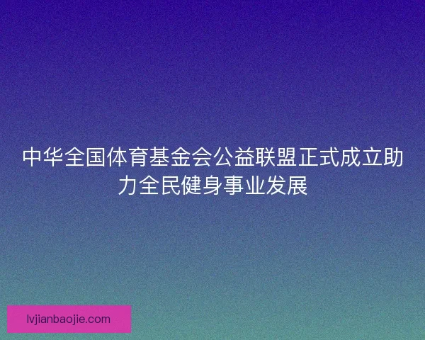 中华全国体育基金会公益联盟正式成立助力全民健身事业发展